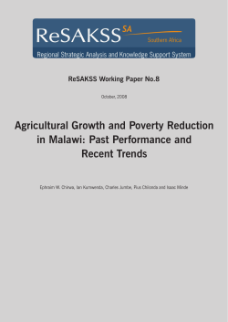 Agricultural Growth and Poverty Reduction in Malawi