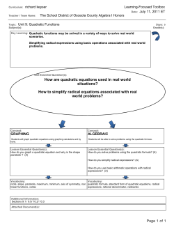 How are quadratic equations used in real world situations? How to