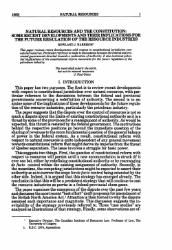 NATURAL RESOURCES AND THE CONSTITUTION: SOME
