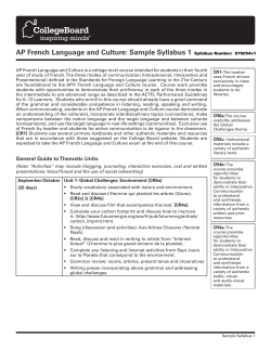 AP French Language and Culture: Sample Syllabus 1
