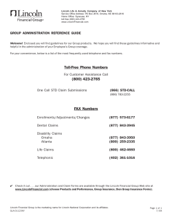 Toll-Free Phone Numbers (800) 423-2765 FAX Numbers