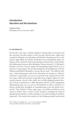 Introduction: Narrative and the Emotions