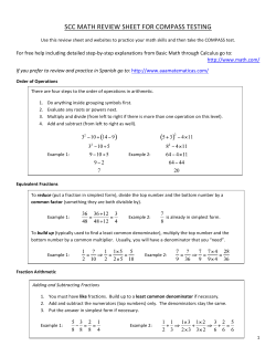 SCC MATH REVIEW SHEET FOR COMPASS TESTING