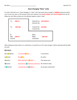 Stem-Changing &ldquo;Shoe&rdquo; verbs Yo cierro T&uacute; cierras &Eacute;l Ella cierra