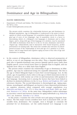 Dominance and Age in Bilingualism