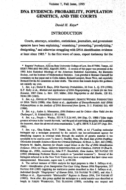 DNA Evidence: Probability, Population Genetics, and the Courts