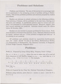 Problems and Solutions Problems - Singapore Mathematical Society