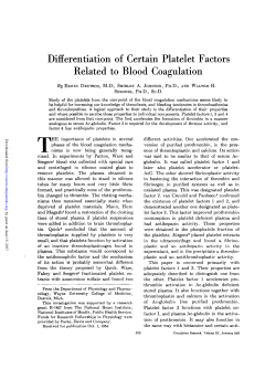 Differentiation of Certain Platelet Factors Related to Blood Coagulation
