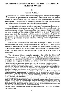 Richmond Newspapers and the First Amendment Right of Access