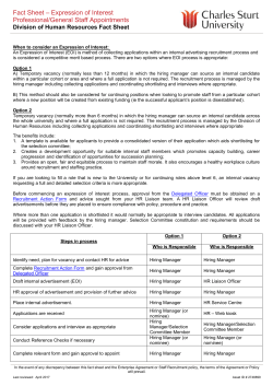 Expression of Interest Professional/General Staff Appointments