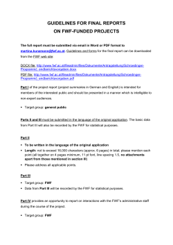 GUIDELINES FOR FINAL REPORTS ON FWF