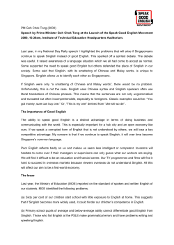 SGEM Launch 2000 GOH Speech - Speak Good English Movement
