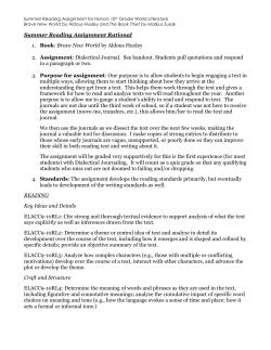 Summer Reading Assignment Rational 1. Book: Brave New World