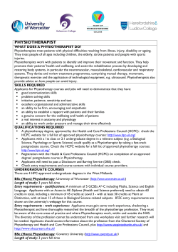 physiotherapist - University Of Worcester