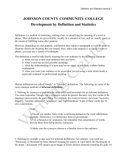 Development by Definition and Statistics