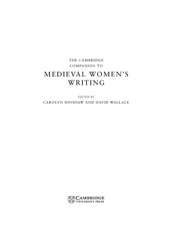MEDIEVAL WOMEN`S WRITING