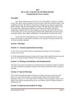 2015 BY-LAWS AND RULES OF PROCEDURE Colonial Beach