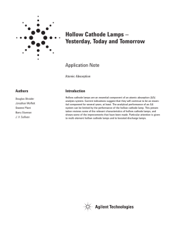 Hollow Cathode Lamps &ndash; Yesterday, Today and Tomorrow