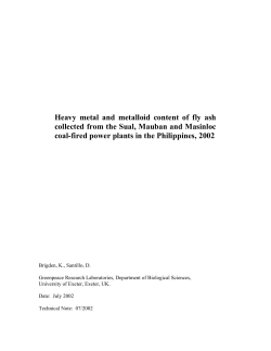 Heavy metal and metalloid content of fly ash collected from the Sual