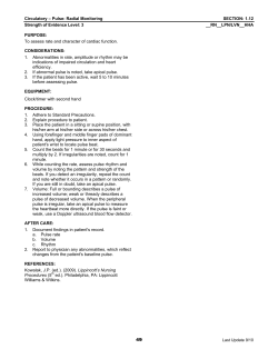 SECTION 1: CIRCULATORY: Pulse: Radial Monitoring