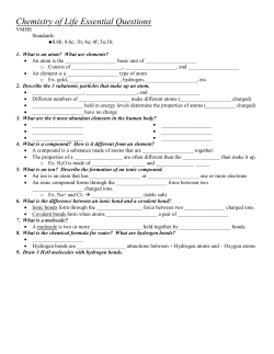 Chemistry of Life EQ Skeleton Outline
