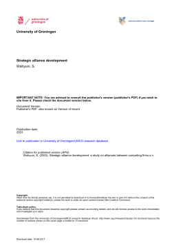 University of Groningen Strategic alliance development