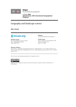 Geography and landscape science - Belgeo