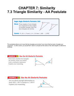 CHAPTER 7: Similarity 7.3 Triangle Similarity