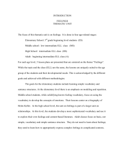 INTRODUCTION FEELINGS THEMATIC UNIT The focus of this
