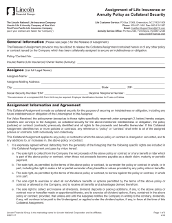 Assignment of Life Insurance or Annuity Policy as Collateral Security