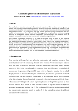 Anaphoric pronouns of metonymic expressions