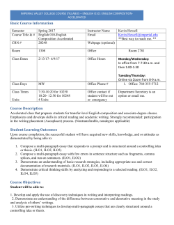 Imperial Valley College Course Syllabus &ndash; English o1o: English
