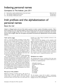 Irish prefixes and the alphabetization of personal names Indexing