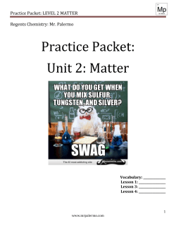Practice Packet: Unit 2: Matter - Mr. Palermo`s Flipped Chemistry