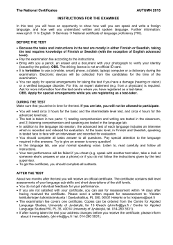 Instructions for the examinee autumn 2015