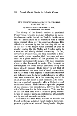 322 French Racial Strain in Colonial Pewna. The history of the