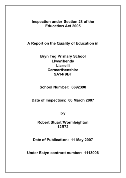 Brynteg Primary March 2007 Estyn Inspection