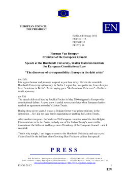 Herman Van Rompuy President of the European Council Speech at