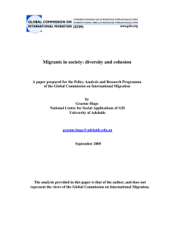 Migrants in society: diversity and cohesion