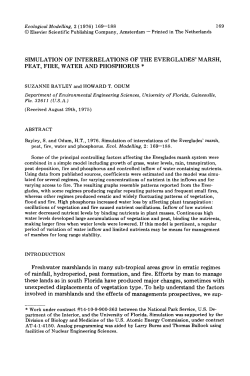 Simulation of interrelations of the Everglades` marsh, peat, fire, water