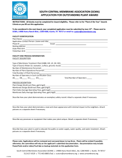 SCMA Plant Award Short Form - South Central Membrane Association