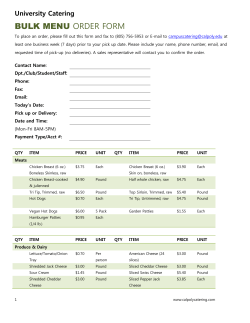 bulk menu order form - Cal Poly Campus Dining