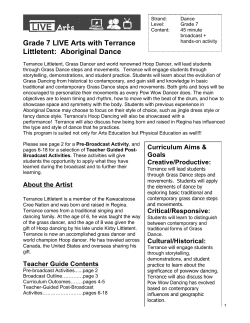 Grade 7 LIVE Arts with Terrance Littletent: Aboriginal Dance