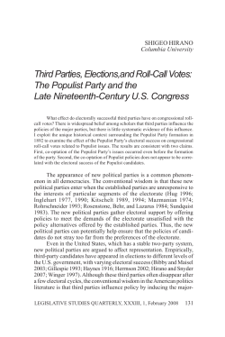 Third Parties, Elections,and Roll-Call Votes: The Populist Party and