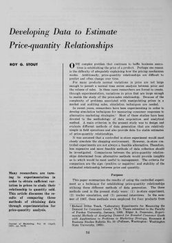 Developing Data to Estimate Price-quantity Relationships