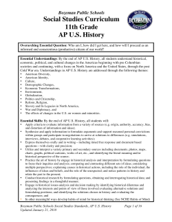 11th Grade AP US History Standards