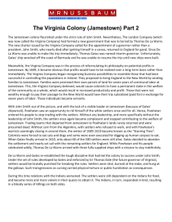 The Virginia Colony (Jamestown) Part 2