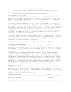 Paintball Participation Waiver - Camp Tuk-a-way