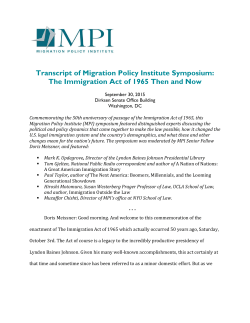 The Immigration Act of 1965: Then and Now
