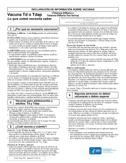 Td or Tdap Vaccine Information Statement - Spanish